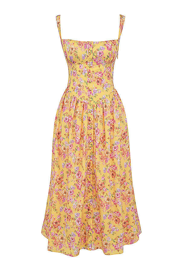 iNDY - Stijlvolle bloemen midi zomerjurk