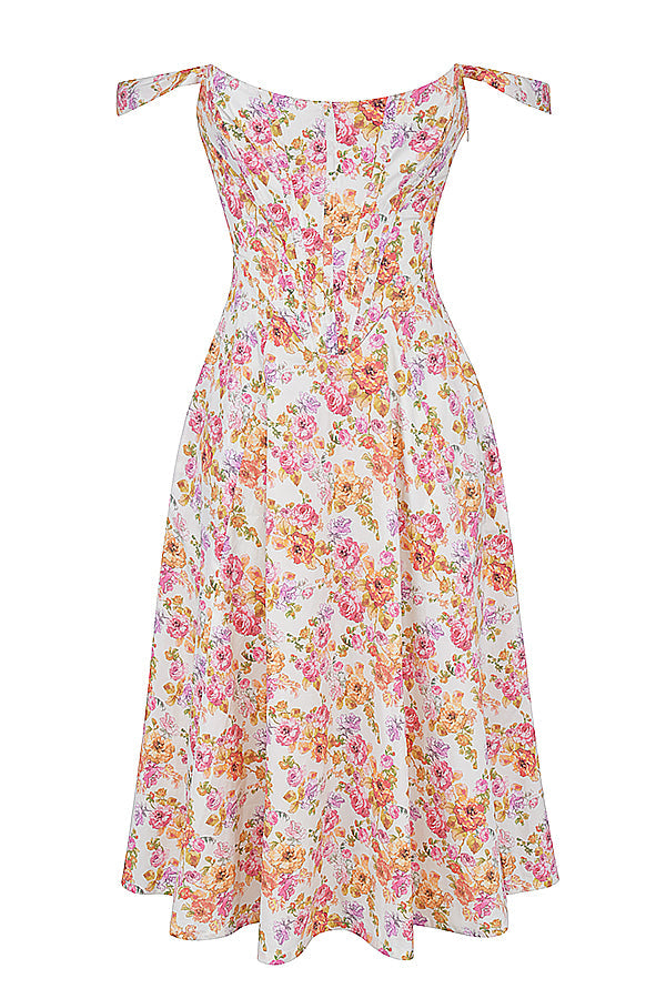 iNDY - Stijlvolle bloemen midi zomerjurk