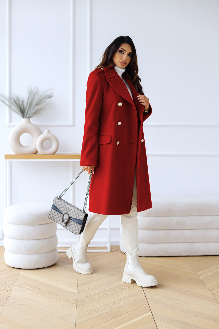 Eva | Dames Jas | Elegante jas met dubbele knoop, stijlvol en klassiek