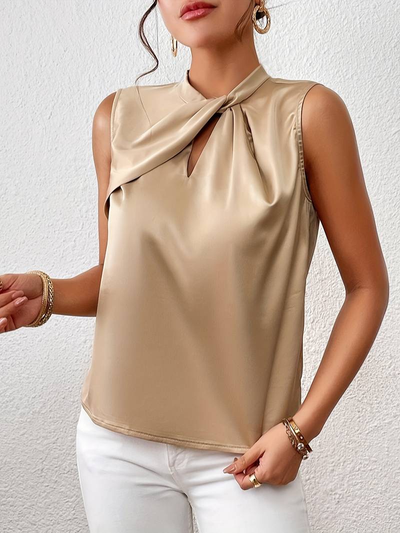 Lavia - Elegante Satijnen Dames Blouse met Gedraaide Hals