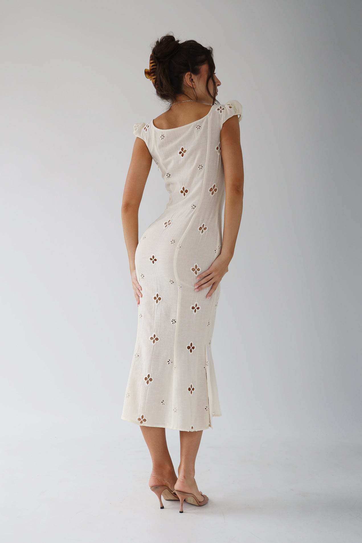 Deborah - Vintage Geborduurde Fishtail Midi-jurk