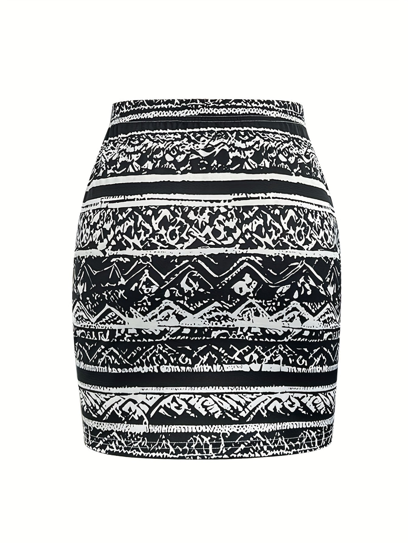 Marleen | Zwarte Geometrische Rok met Hoge Taille