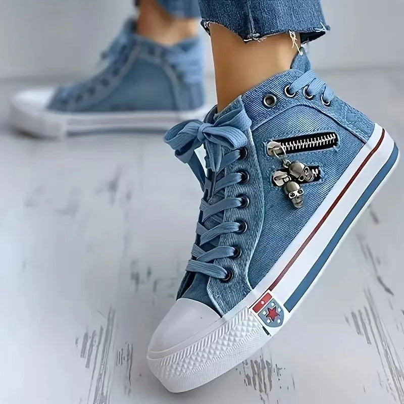 Denim Streetstyle Sneakers – Trendy, Comfortabel en Tijdloos