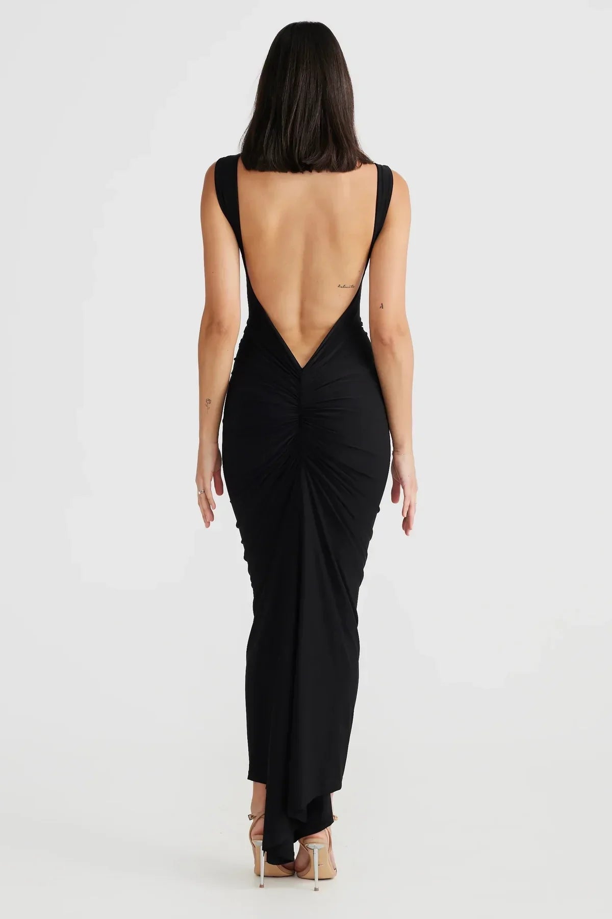 Luna - Lange Plooien Jurk met Sensuele Open Rug