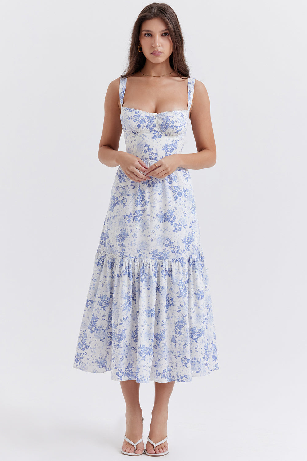 iNDY - Stijlvolle bloemen midi zomerjurk
