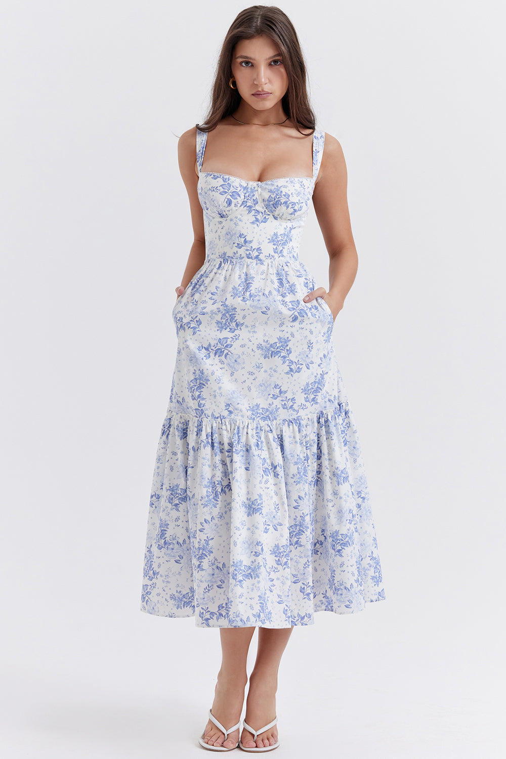 iNDY - Stijlvolle bloemen midi zomerjurk