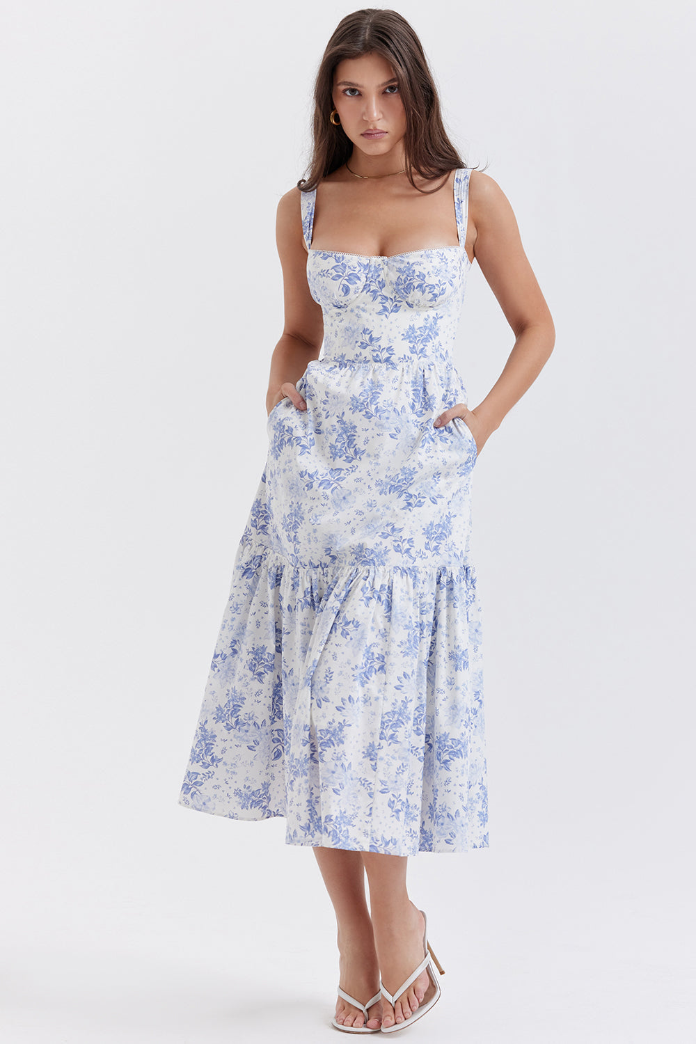 iNDY - Stijlvolle bloemen midi zomerjurk