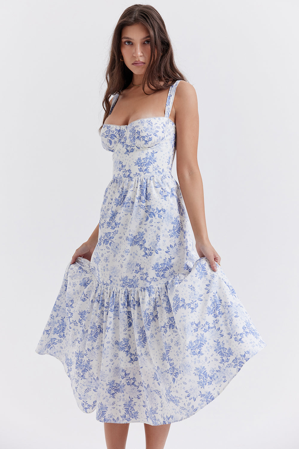 iNDY - Stijlvolle bloemen midi zomerjurk