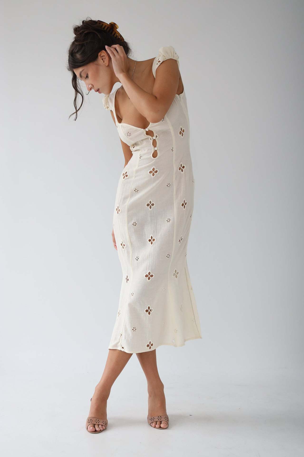 Deborah - Vintage Geborduurde Fishtail Midi-jurk