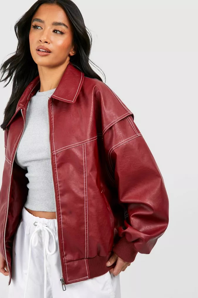 VIVIEN - De Must-Have Oversized Leren Jas voor de Herfst