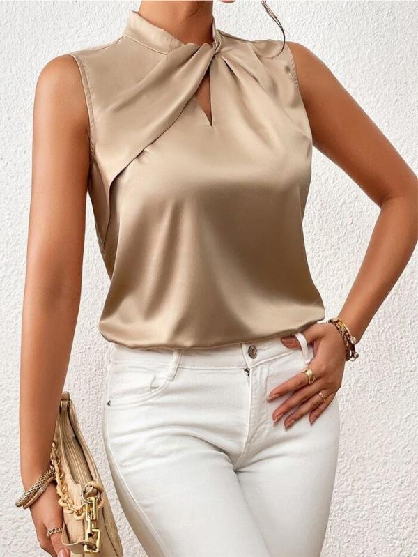 Lavia - Elegante Satijnen Dames Blouse met Gedraaide Hals