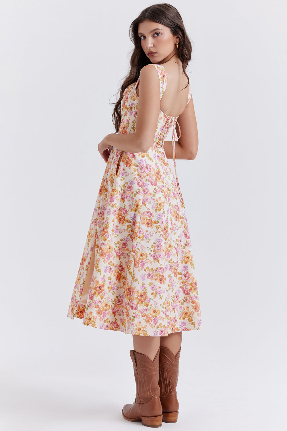iNDY - Stijlvolle bloemen midi zomerjurk
