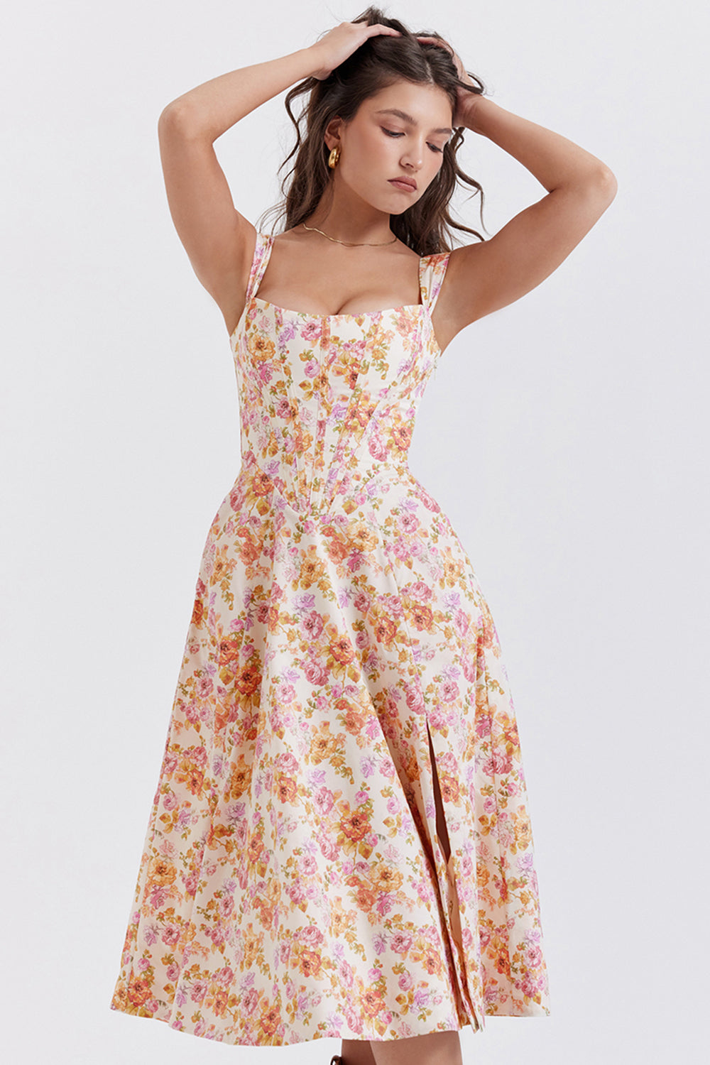 iNDY - Stijlvolle bloemen midi zomerjurk