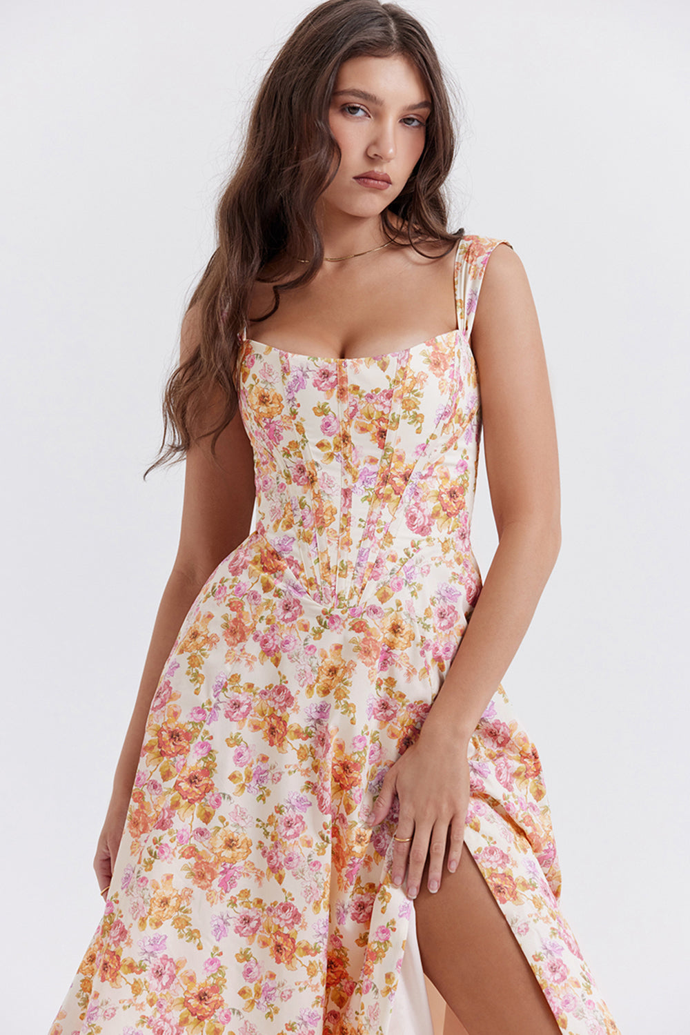 iNDY - Stijlvolle bloemen midi zomerjurk