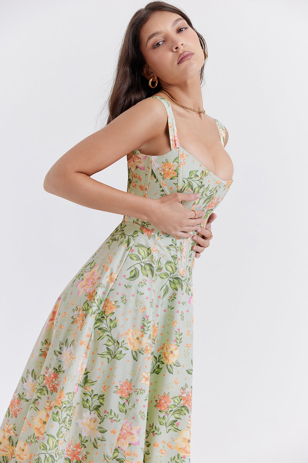 iNDY - Stijlvolle bloemen midi zomerjurk