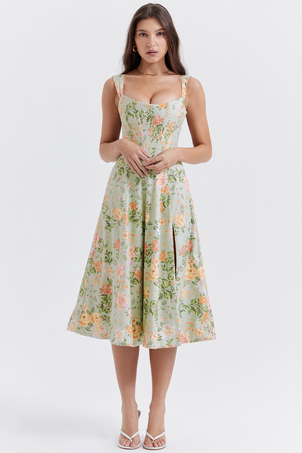 iNDY - Stijlvolle bloemen midi zomerjurk