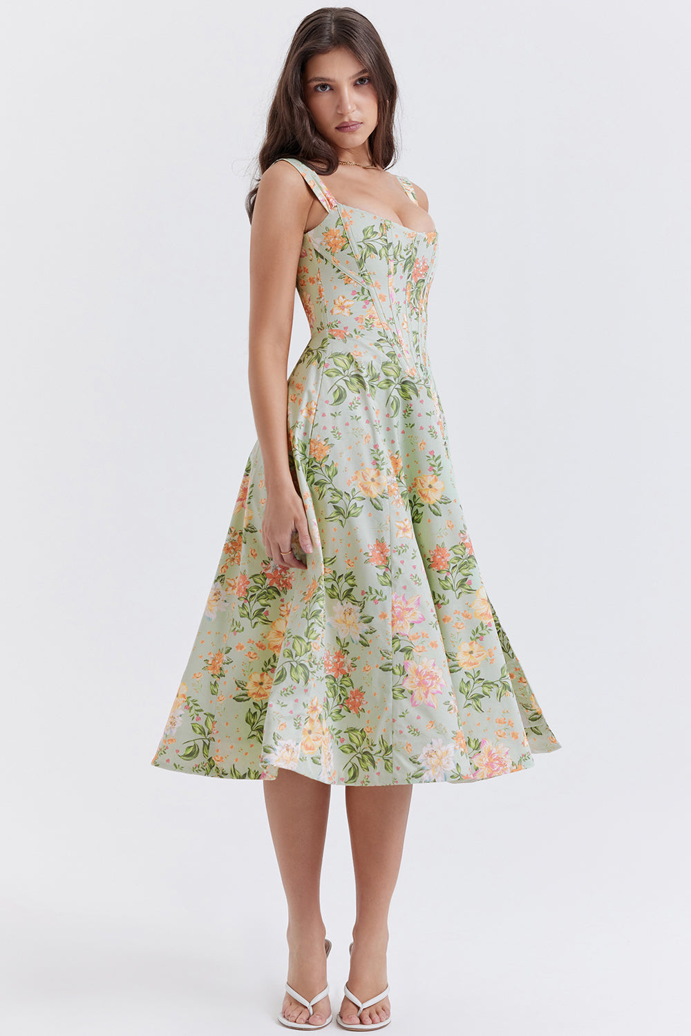 iNDY - Stijlvolle bloemen midi zomerjurk