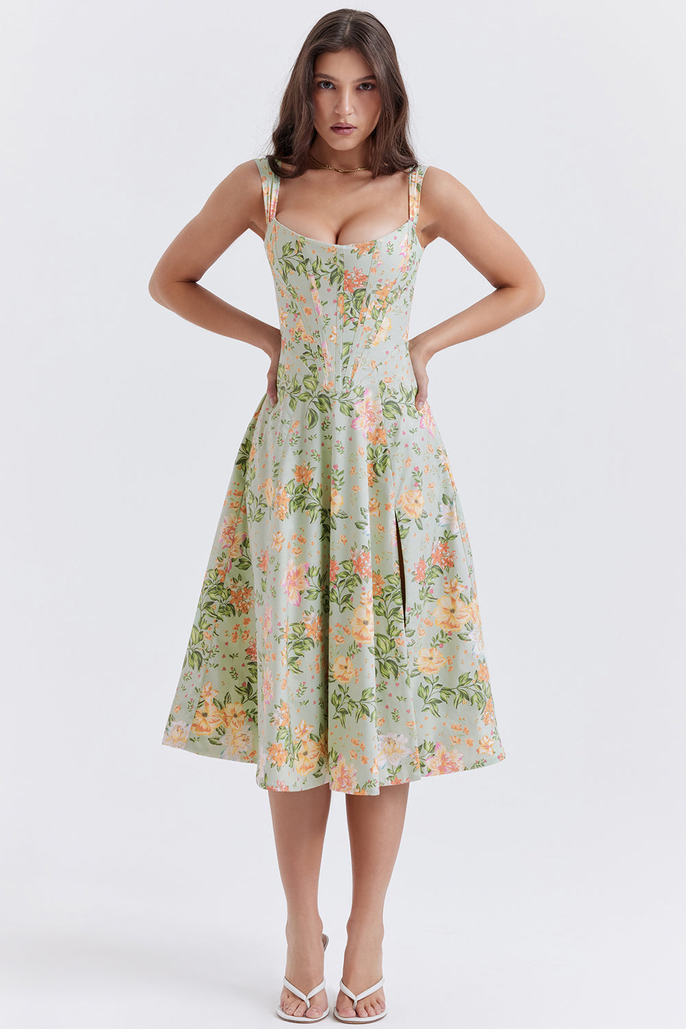 iNDY - Stijlvolle bloemen midi zomerjurk
