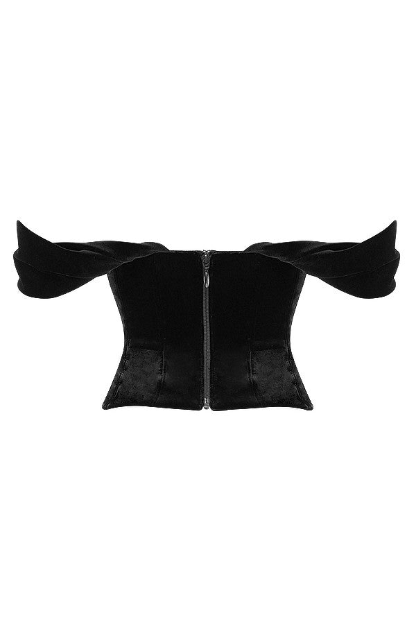 JULIA - Zwart korset met luxe fluwelen drapering