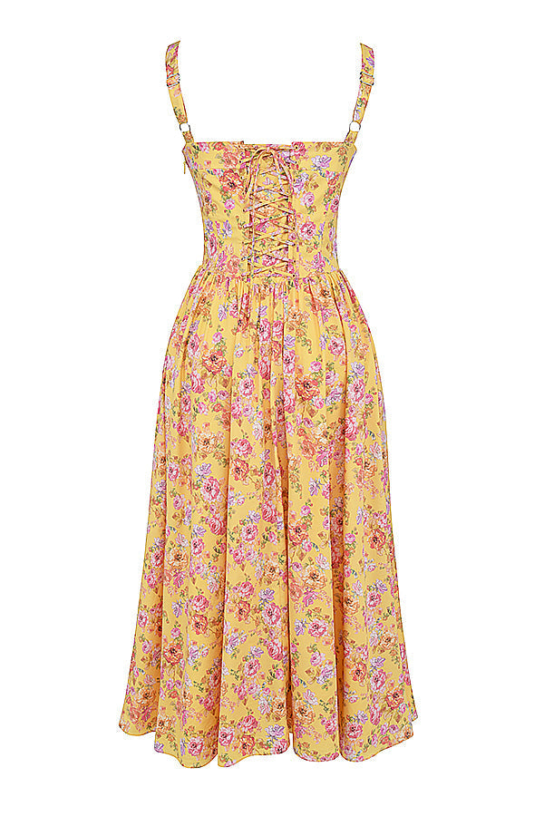 iNDY - Stijlvolle bloemen midi zomerjurk