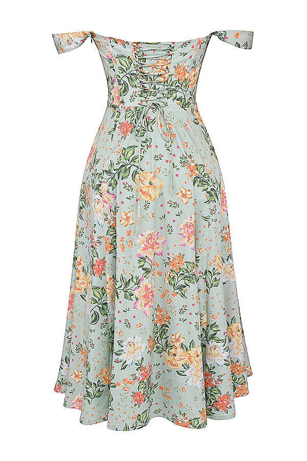 iNDY - Stijlvolle bloemen midi zomerjurk