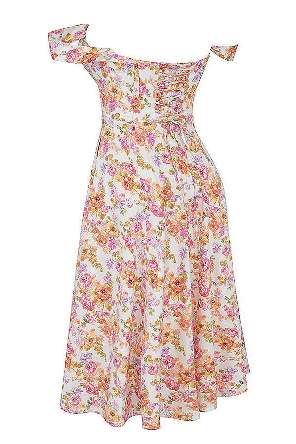 iNDY - Stijlvolle bloemen midi zomerjurk