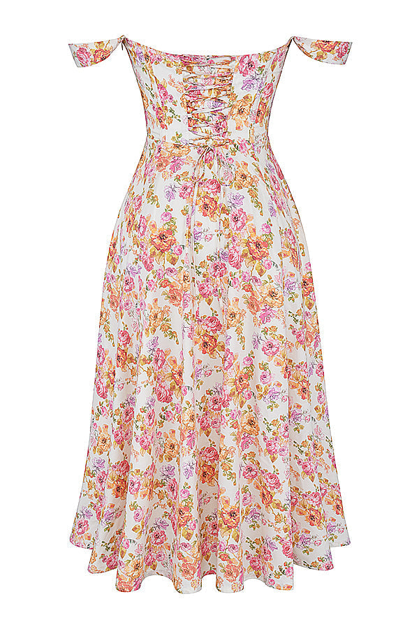 iNDY - Stijlvolle bloemen midi zomerjurk