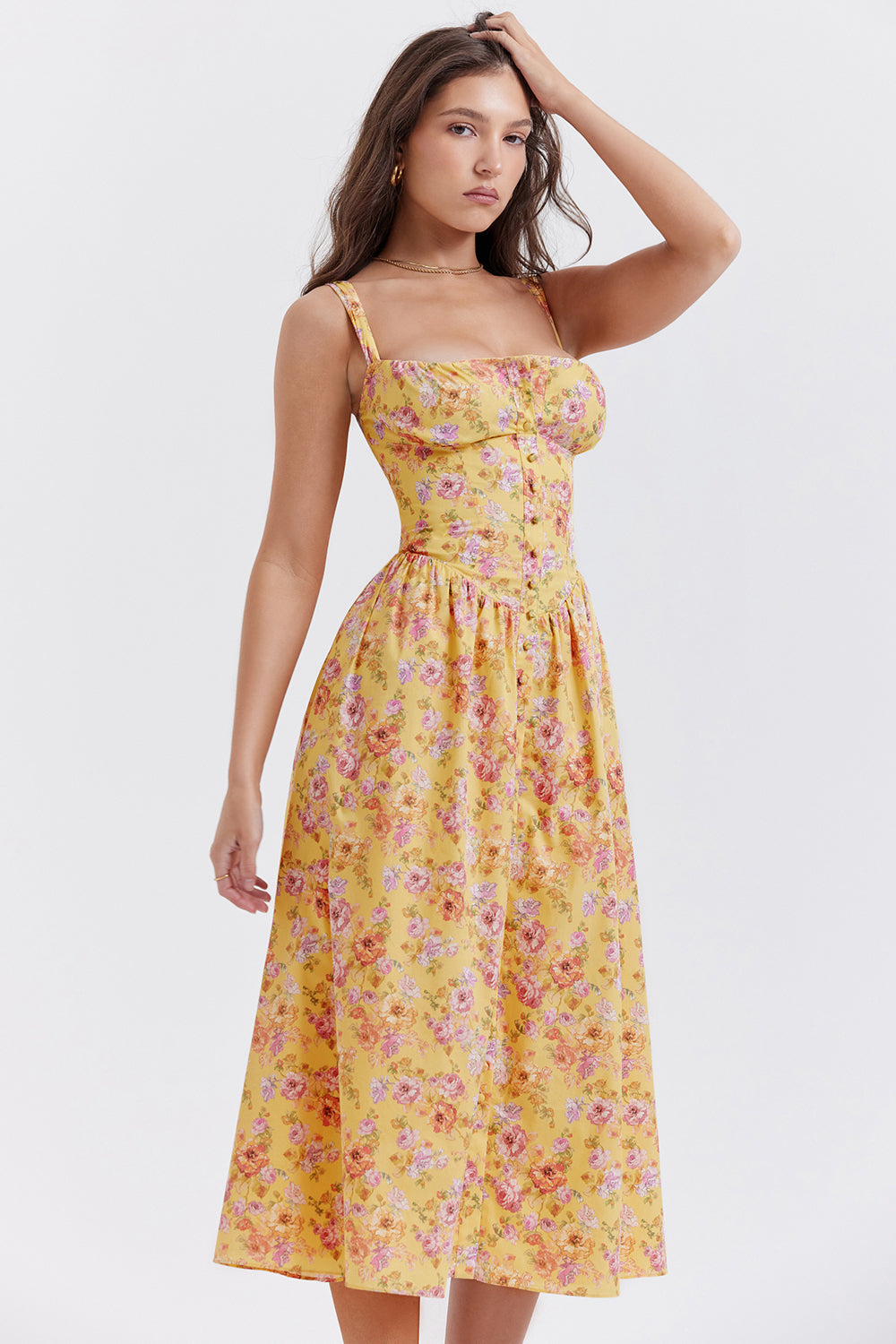 iNDY - Stijlvolle bloemen midi zomerjurk