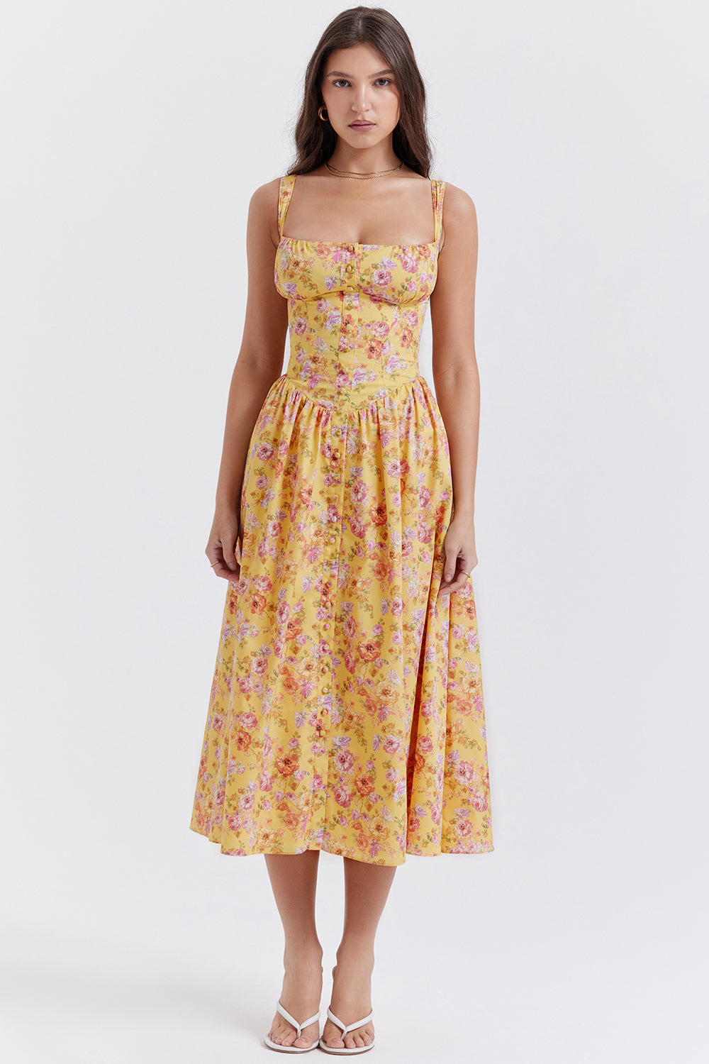iNDY - Stijlvolle bloemen midi zomerjurk