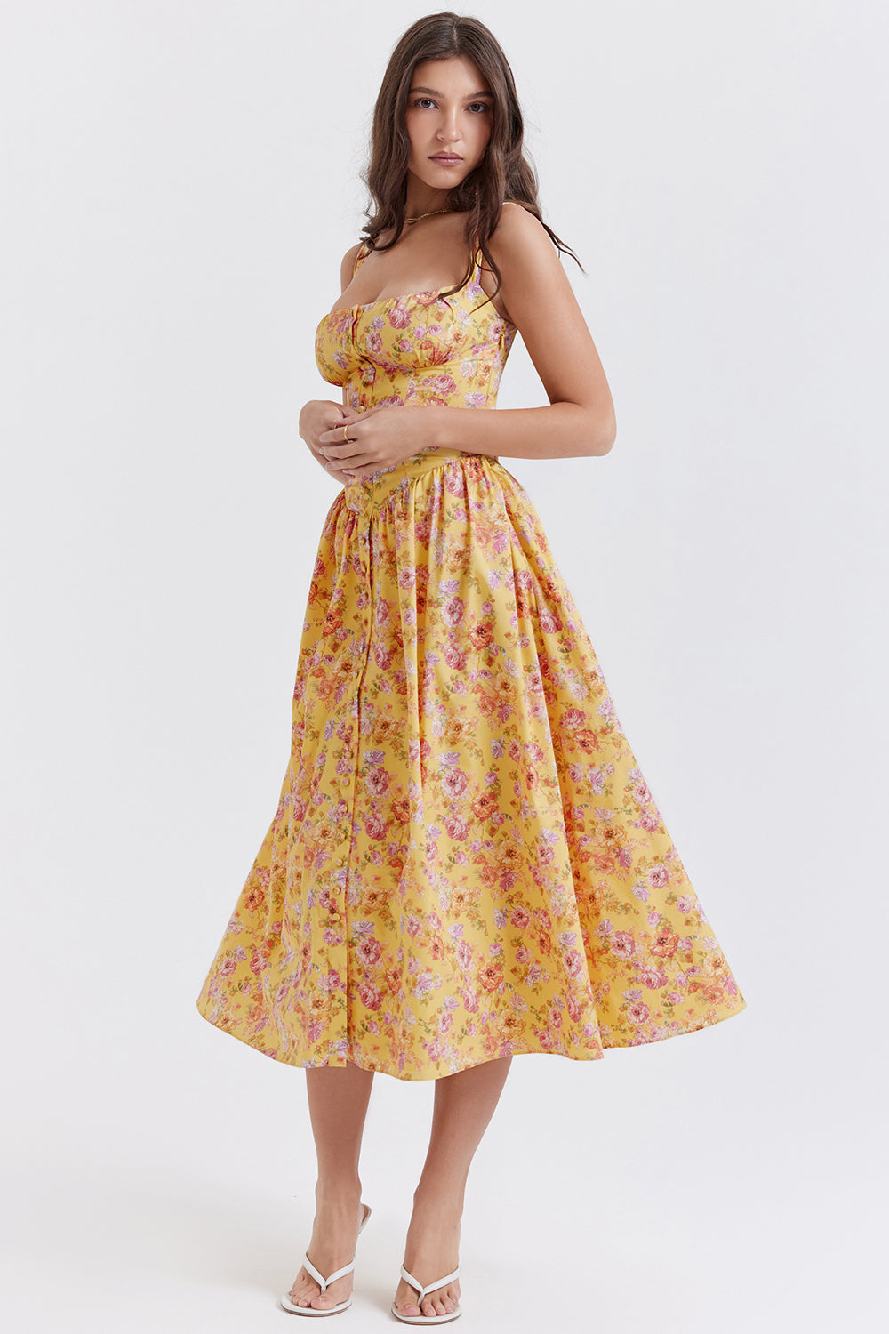 iNDY - Stijlvolle bloemen midi zomerjurk