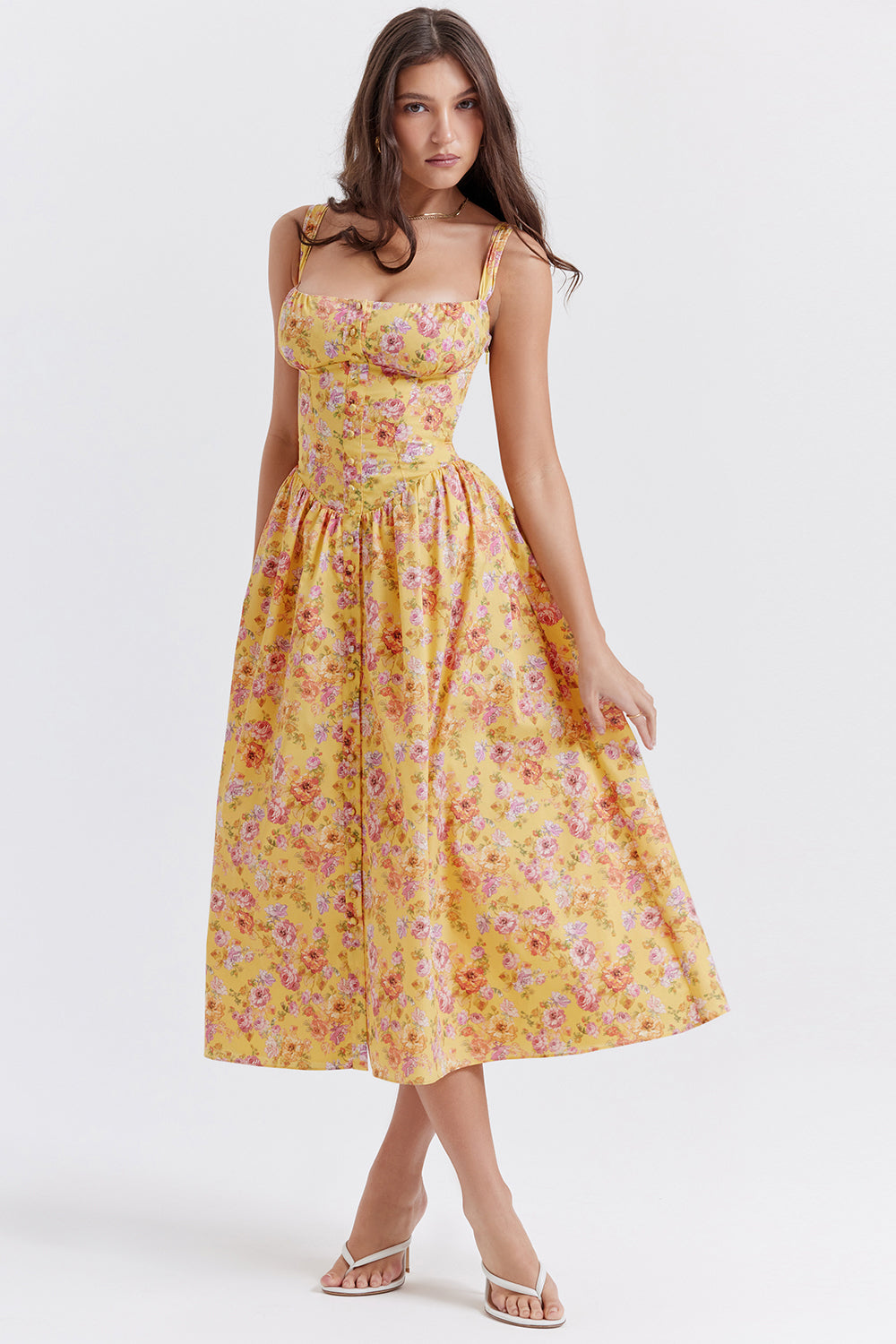 iNDY - Stijlvolle bloemen midi zomerjurk