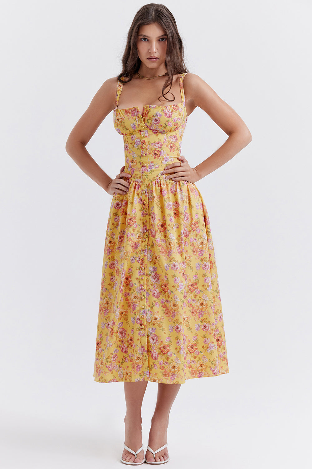 iNDY - Stijlvolle bloemen midi zomerjurk
