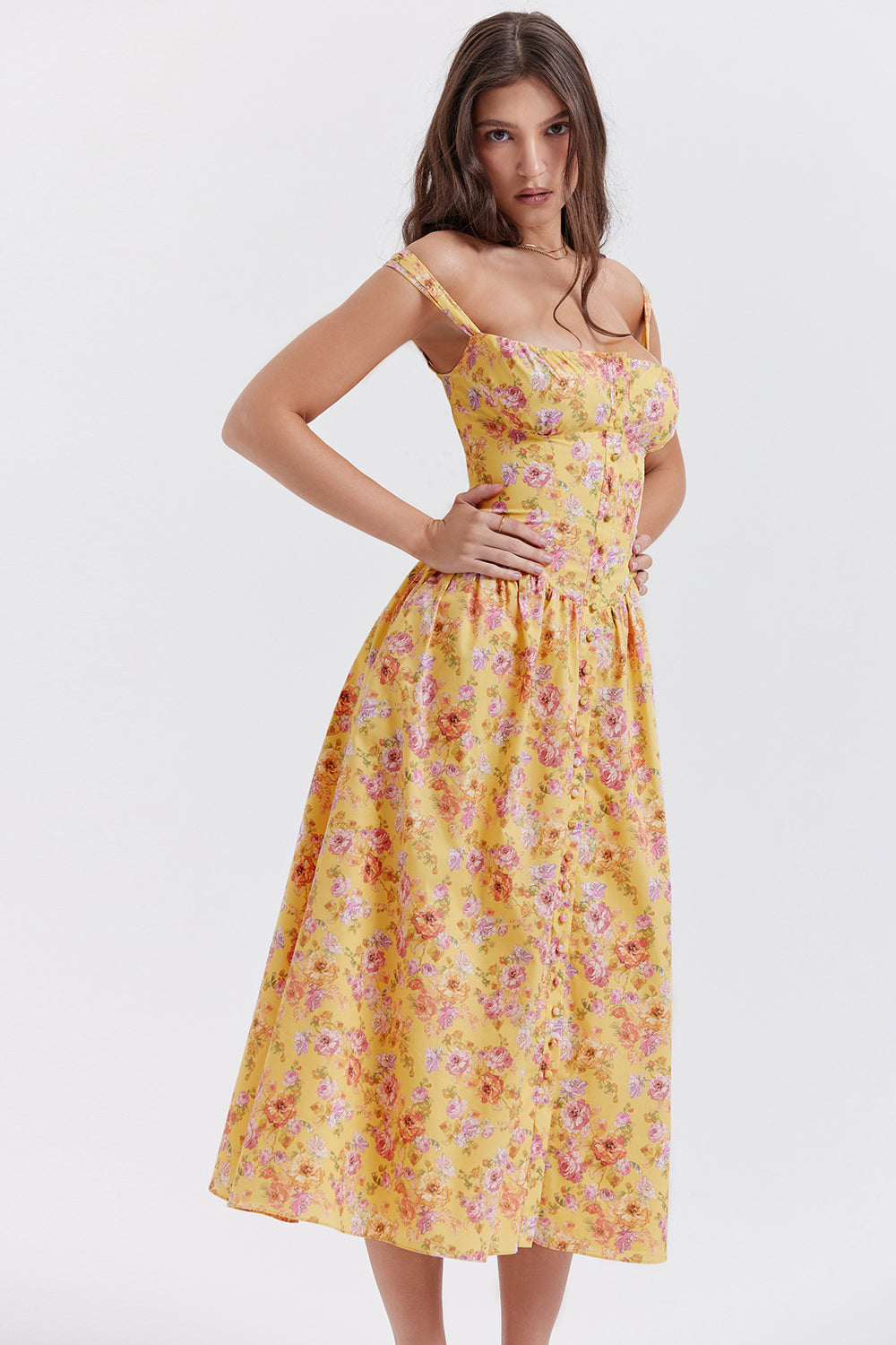 iNDY - Stijlvolle bloemen midi zomerjurk
