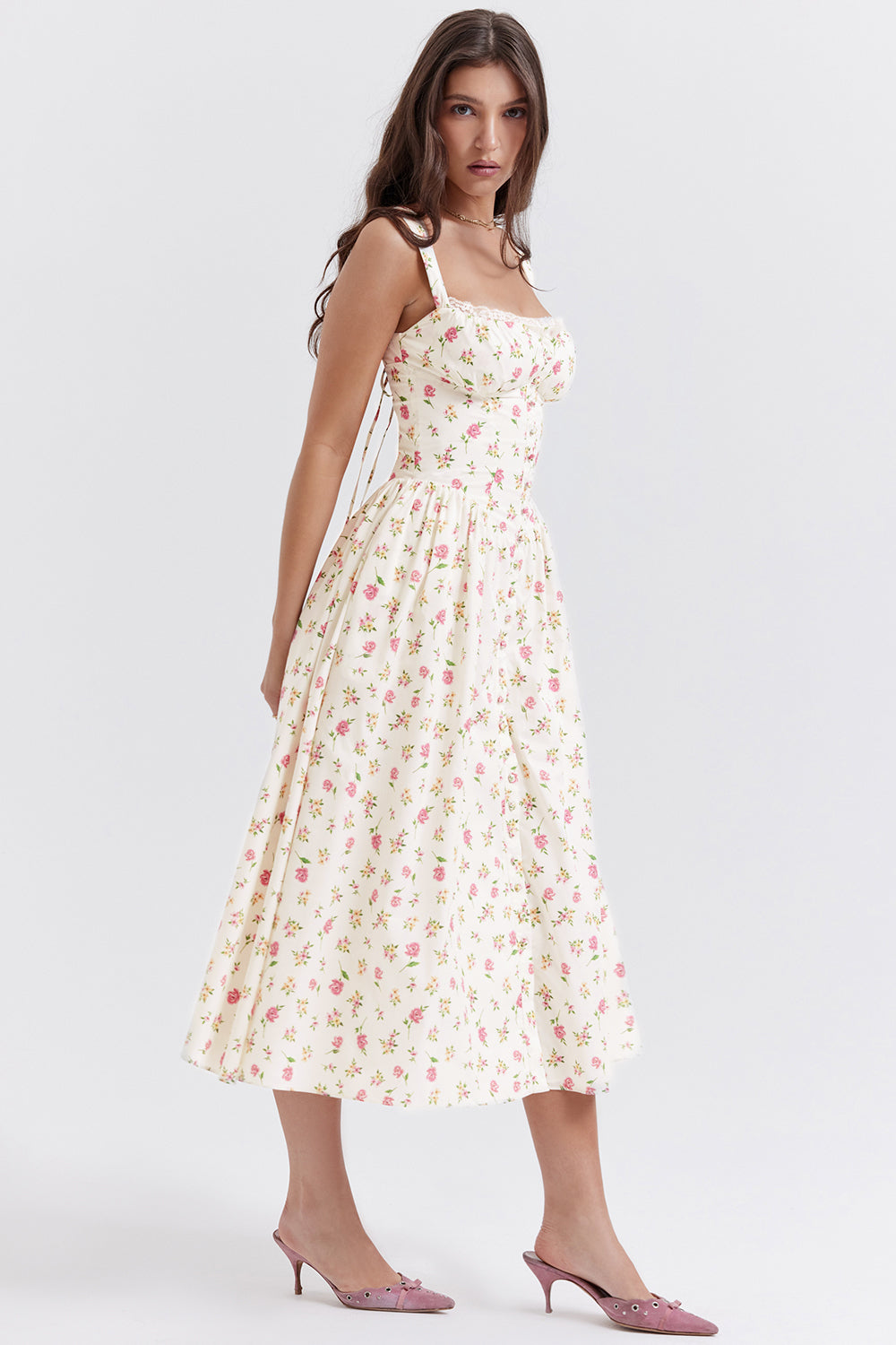 iNDY - Stijlvolle bloemen midi zomerjurk