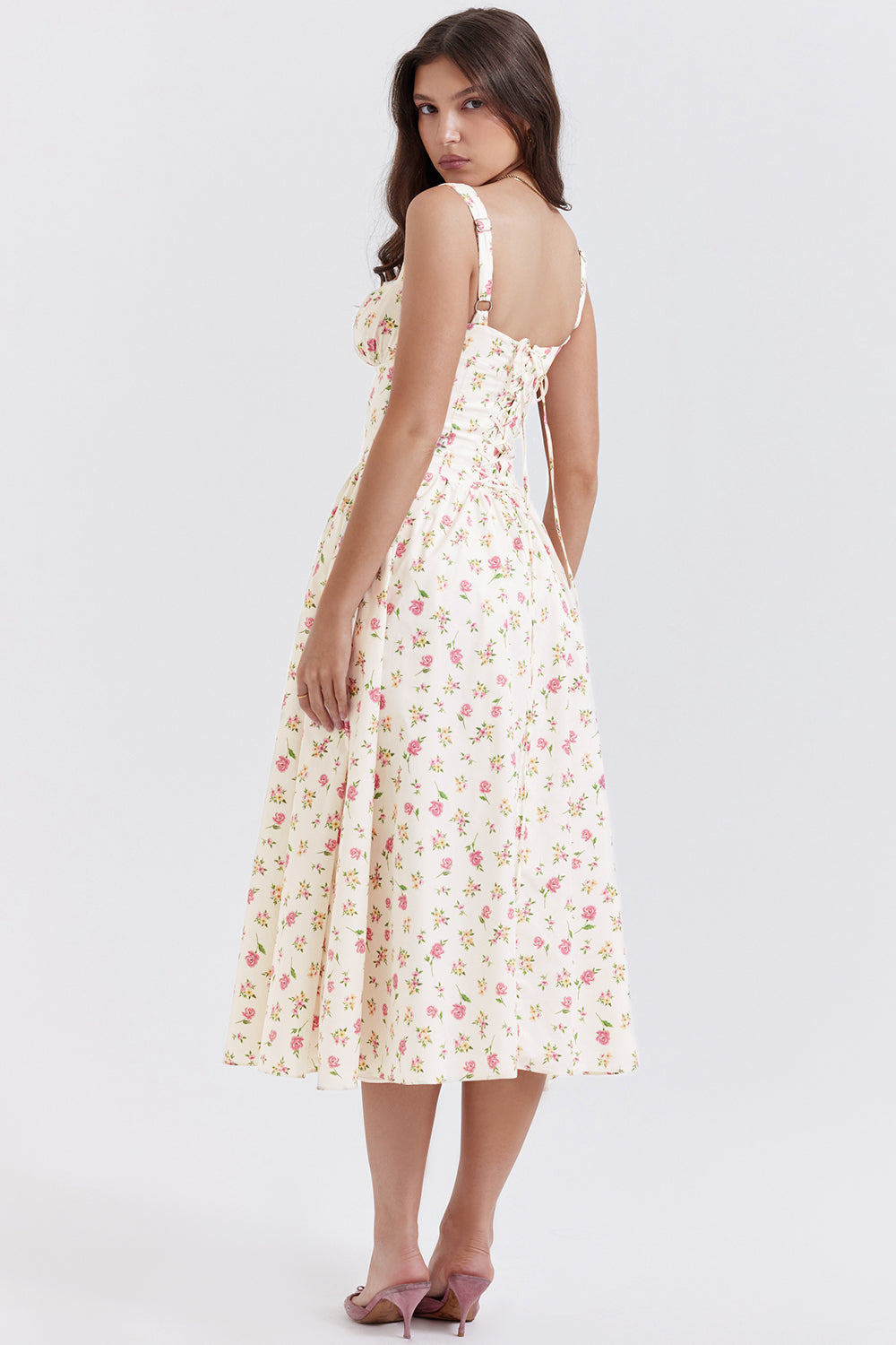 iNDY - Stijlvolle bloemen midi zomerjurk