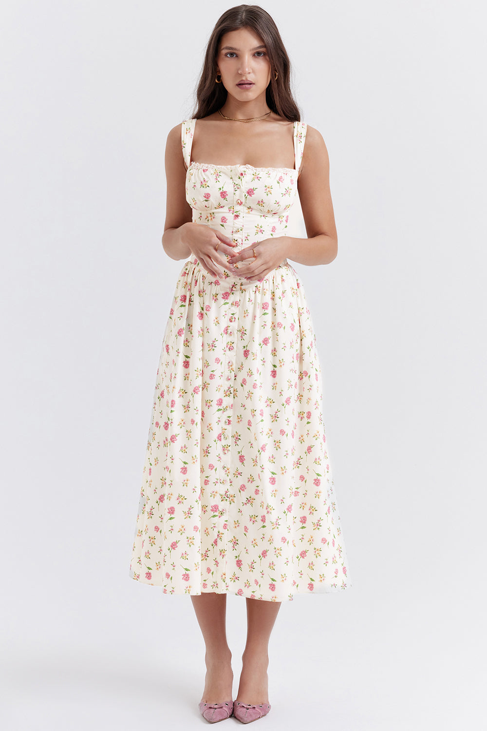 iNDY - Stijlvolle bloemen midi zomerjurk