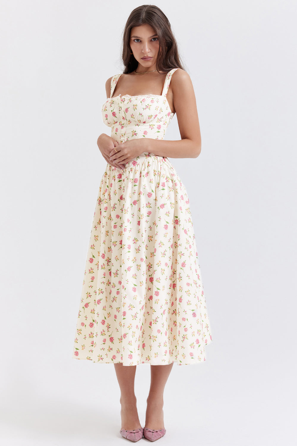 iNDY - Stijlvolle bloemen midi zomerjurk