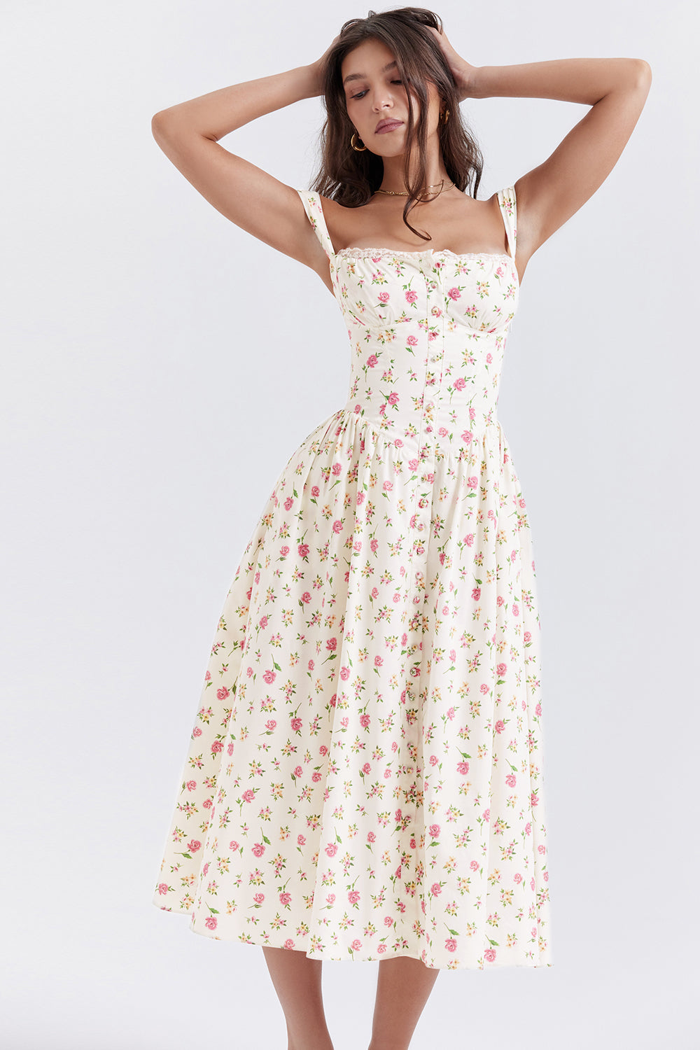 iNDY - Stijlvolle bloemen midi zomerjurk