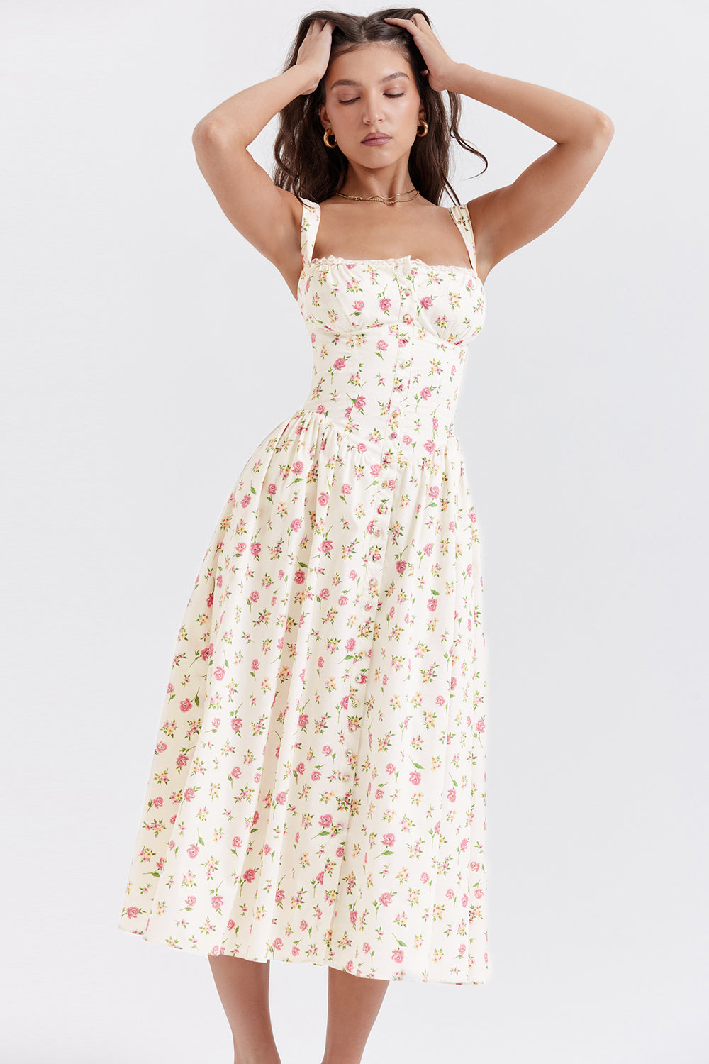 iNDY - Stijlvolle bloemen midi zomerjurk