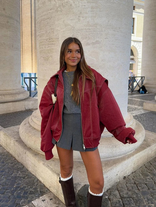VIVIEN - De Must-Have Oversized Leren Jas voor de Herfst