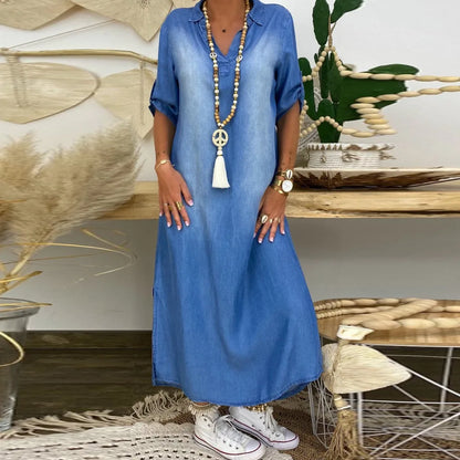 Nora Casual Lange Spijkerjurk – Tijdloze Denim Elegantie