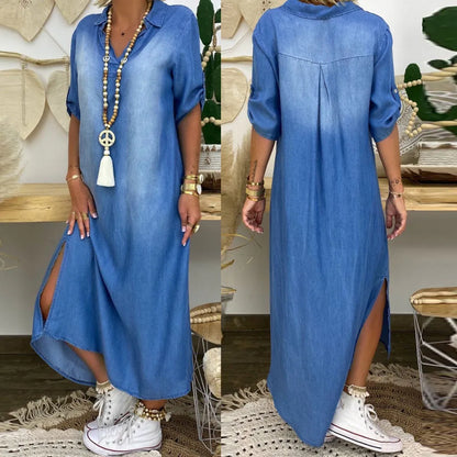Nora Casual Lange Spijkerjurk – Tijdloze Denim Elegantie