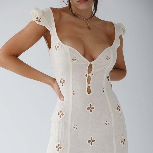 Deborah - Vintage Geborduurde Fishtail Midi-jurk