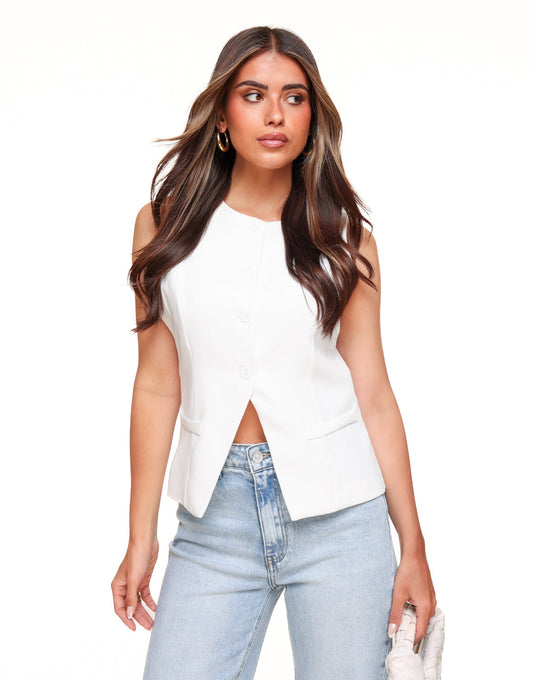 Celeste Gilet – Tijdloze Klasse in Fris Wit