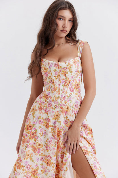 iNDY - Stijlvolle bloemen midi zomerjurk