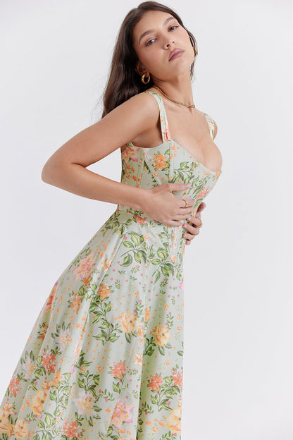 iNDY - Stijlvolle bloemen midi zomerjurk