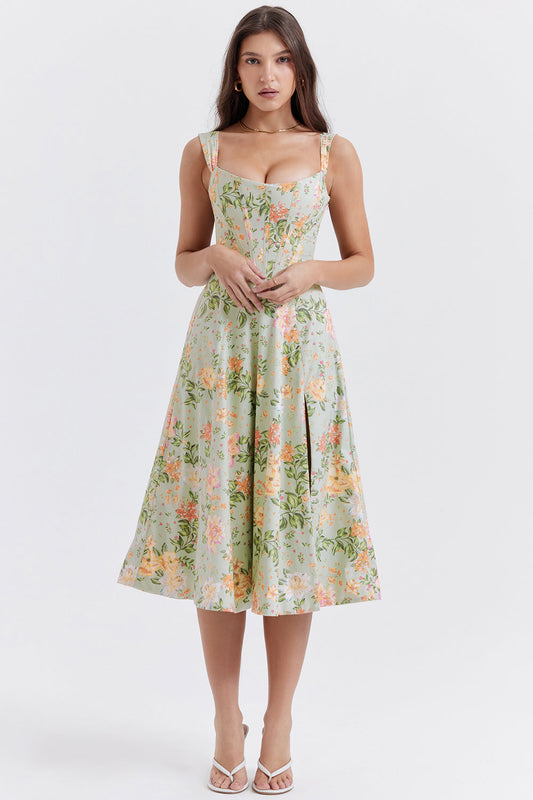 iNDY - Stijlvolle bloemen midi zomerjurk