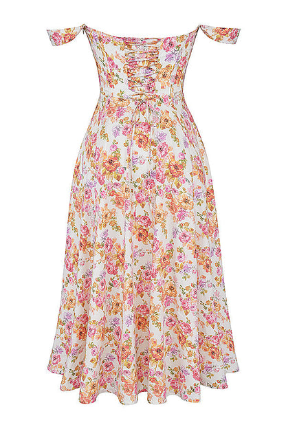 iNDY - Stijlvolle bloemen midi zomerjurk