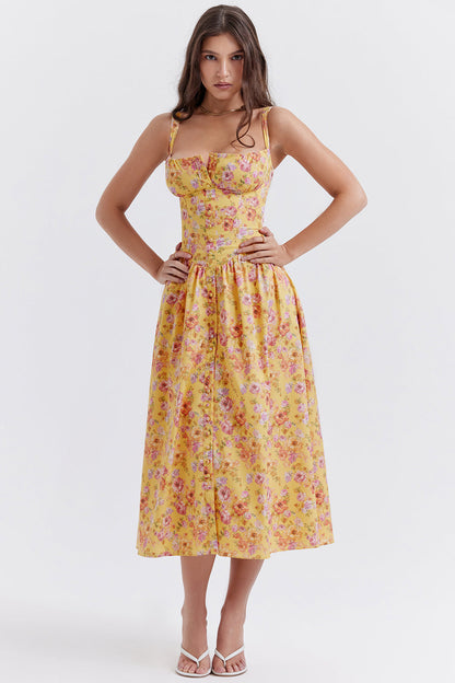 iNDY - Stijlvolle bloemen midi zomerjurk