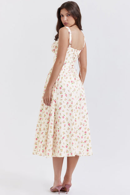 iNDY - Stijlvolle bloemen midi zomerjurk
